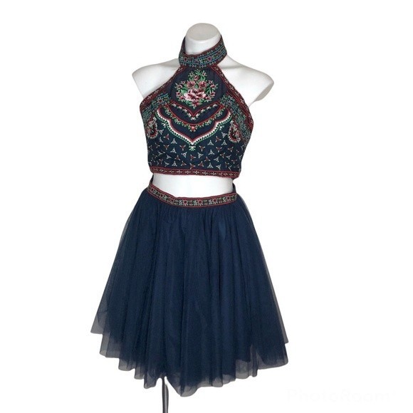 Sherri Hill Dresses & Skirts - Sherri Hill 50645 2 Piece Navy Tulle Skirt Top Dress Size 10 NWT
